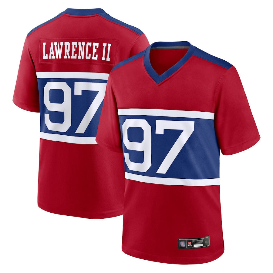 Friene NY.Giants #97 Dexter Lawrence II Player Red Secondary Throwback Alternate Jerseys