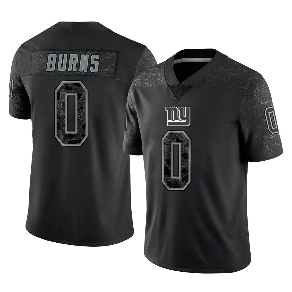 Friene NY.Giants #0 Brian Burns Player Black Limited Reflective Home Game Stitched Jerseys