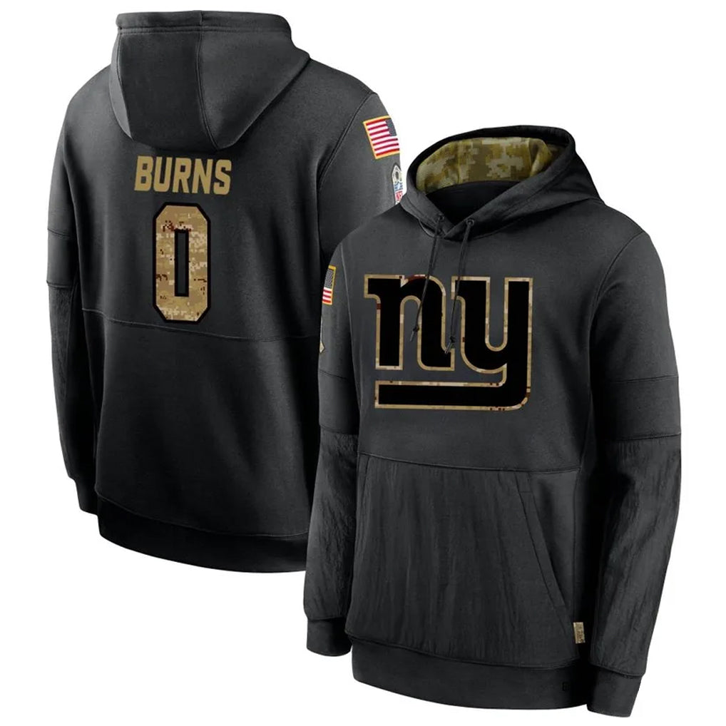 Friene NY.Giants #0 Brian Burns Player Black Salute to Service Hoodies Stitched Jerseys