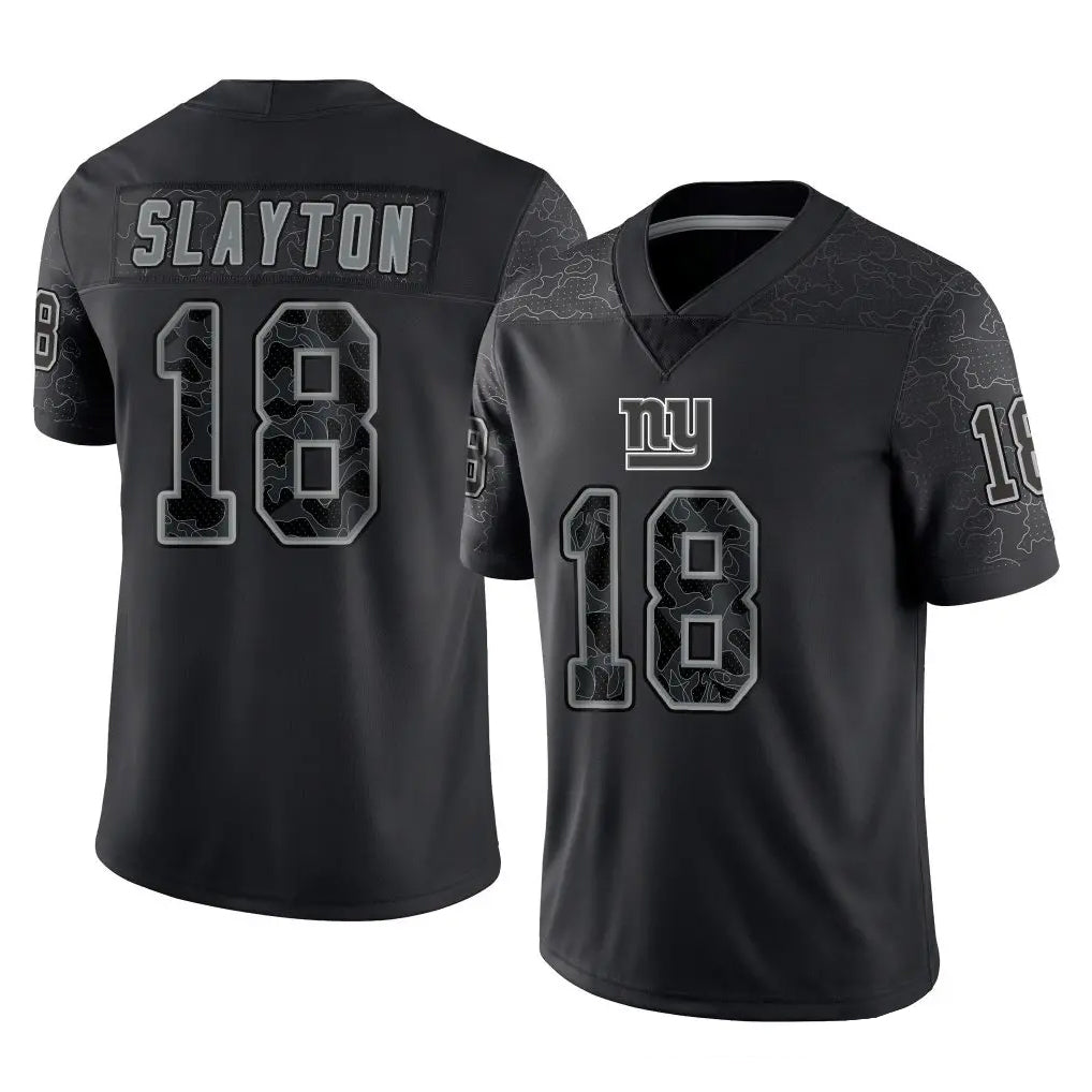 Friene NY.Giants #18 Darius Slayton Player Black Limited Reflective Home Game Stitched Jerseys