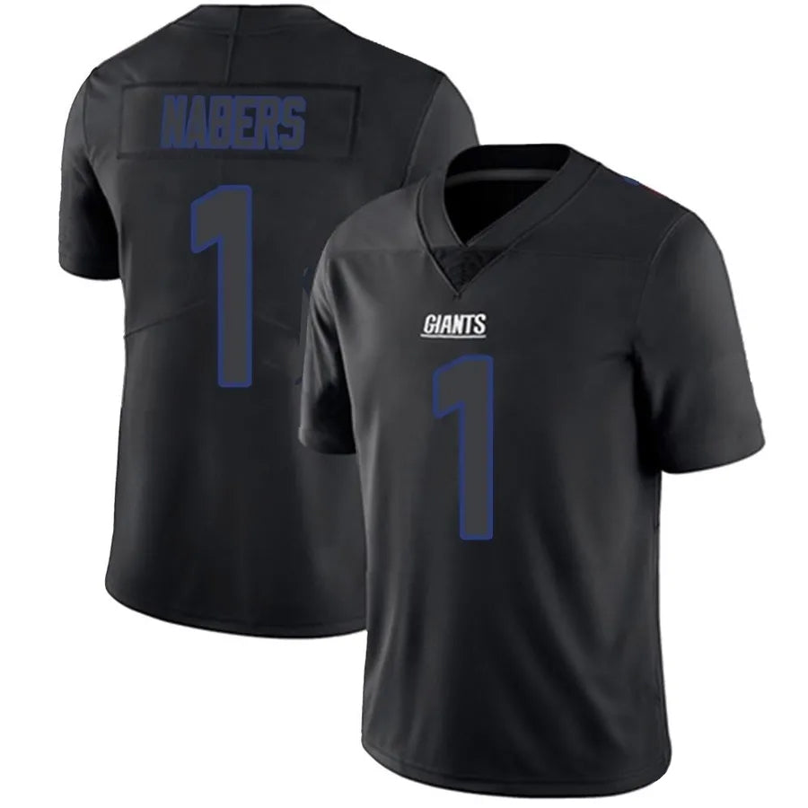 Friene NY.Giants #1 Malik Nabers Player Limited Black Impact Stitched Jerseys