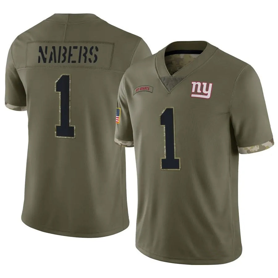 Friene NY.Giants #1 Malik Nabers Player Salute To Service Olive Stitched Jerseys