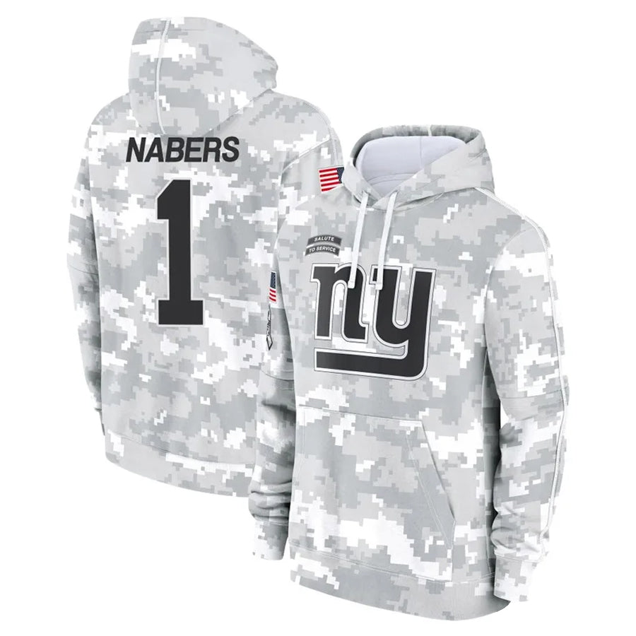 Friene NY.Giants #1 Malik Nabers Player Salute to Service Hoodies Stitched Jerseys