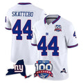 Friene NY.Giants #44 Cam Skattebo Player White 100th Season & State Patch Vapor Limited Home Game Stitched Jerseys