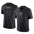 Friene NY.Giants #6 Jaxson Dart Player Black Limited Reflective Home Game Stitched Jerseys