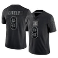 Friene NY.Giants #9 Lsaiah Likely Player Black Limited Reflective Home Game Stitched Jerseys