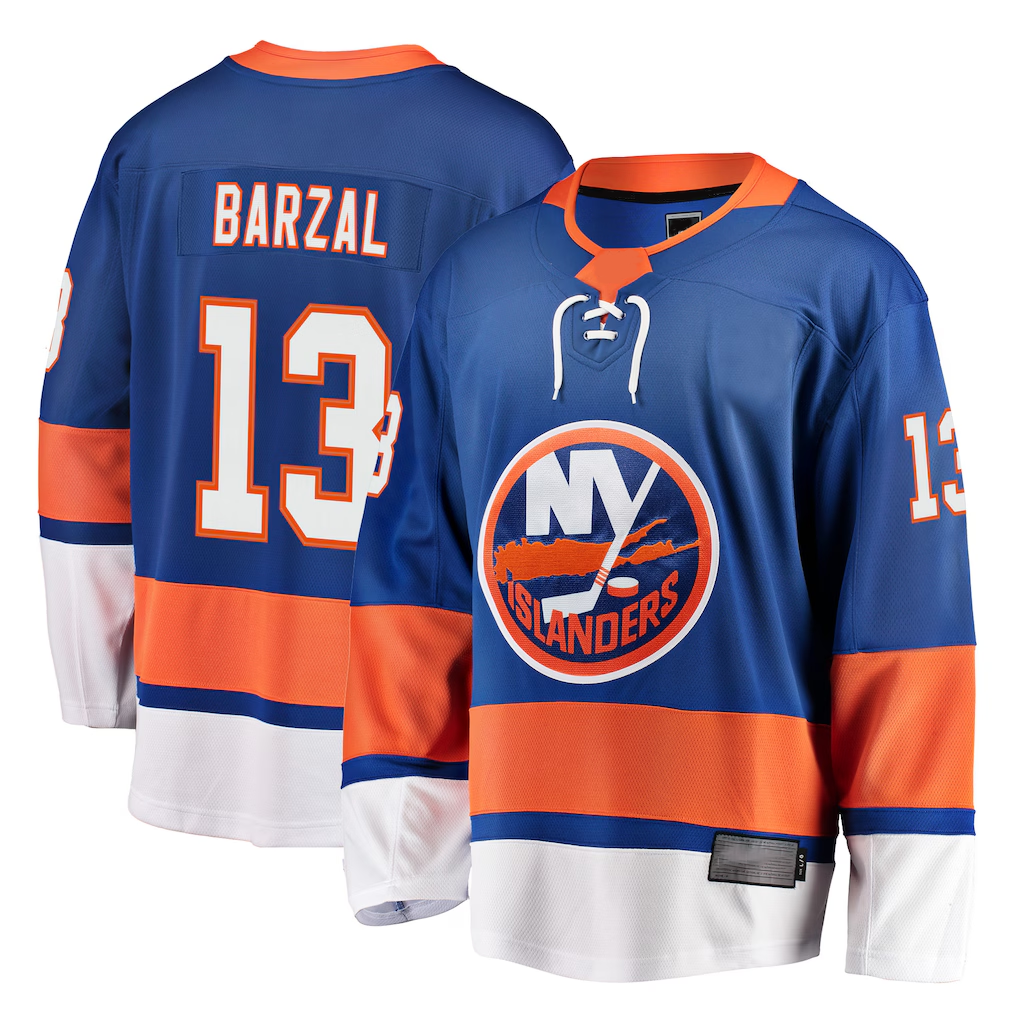 Friene NY.Islanders #13 Mathew Barzal Royal Breakaway Jerseys