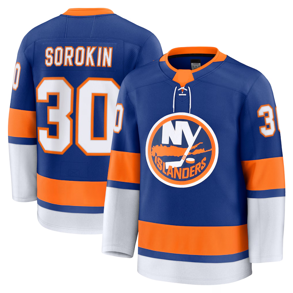 Friene NY.Islanders #30 Ilya Sorokin Royal Home Premium Jerseys