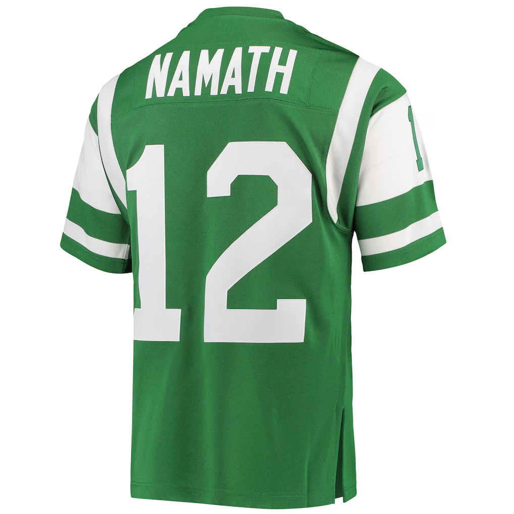 Friene NY.Jets1968 #12 Joe Namath Mitchell & Ness Green Authentic Throwback Retired Player Puhic Stitched Jerseys