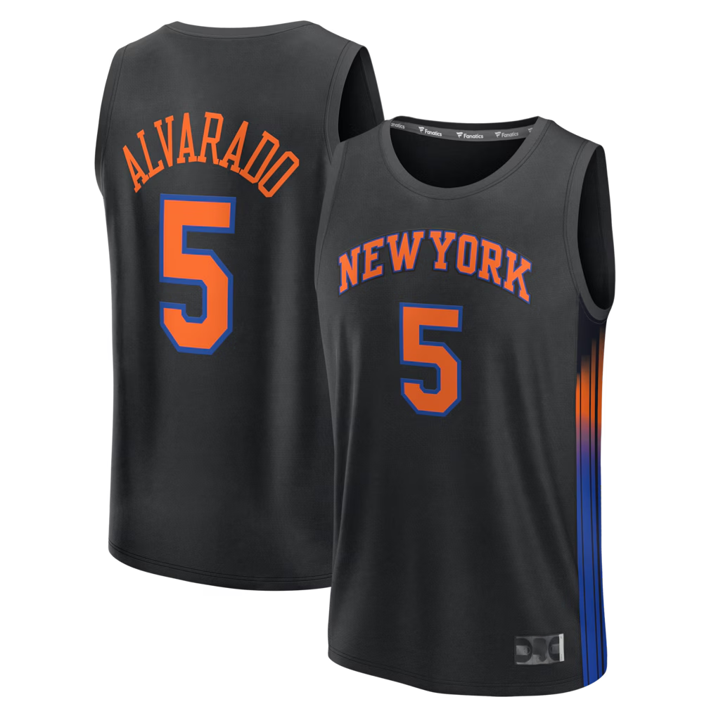 Friene NY.Knicks #5 Jose Alvarado Black Fast Break Replica Jerseys - Statement Edition