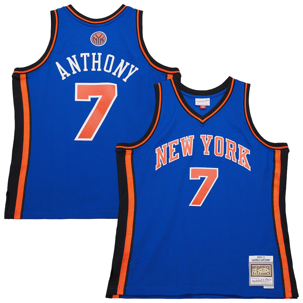 Friene NY.Knicks #7 Carmelo Anthony Mitchell & Ness Blue 201011 Swingman Jerseys