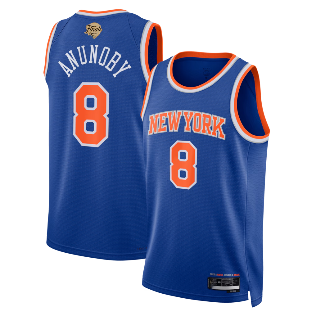 Friene NY.Knicks #8 OG Anunoby Blue 2026  Finals Patch Swingman Jerseys - Icon Edition