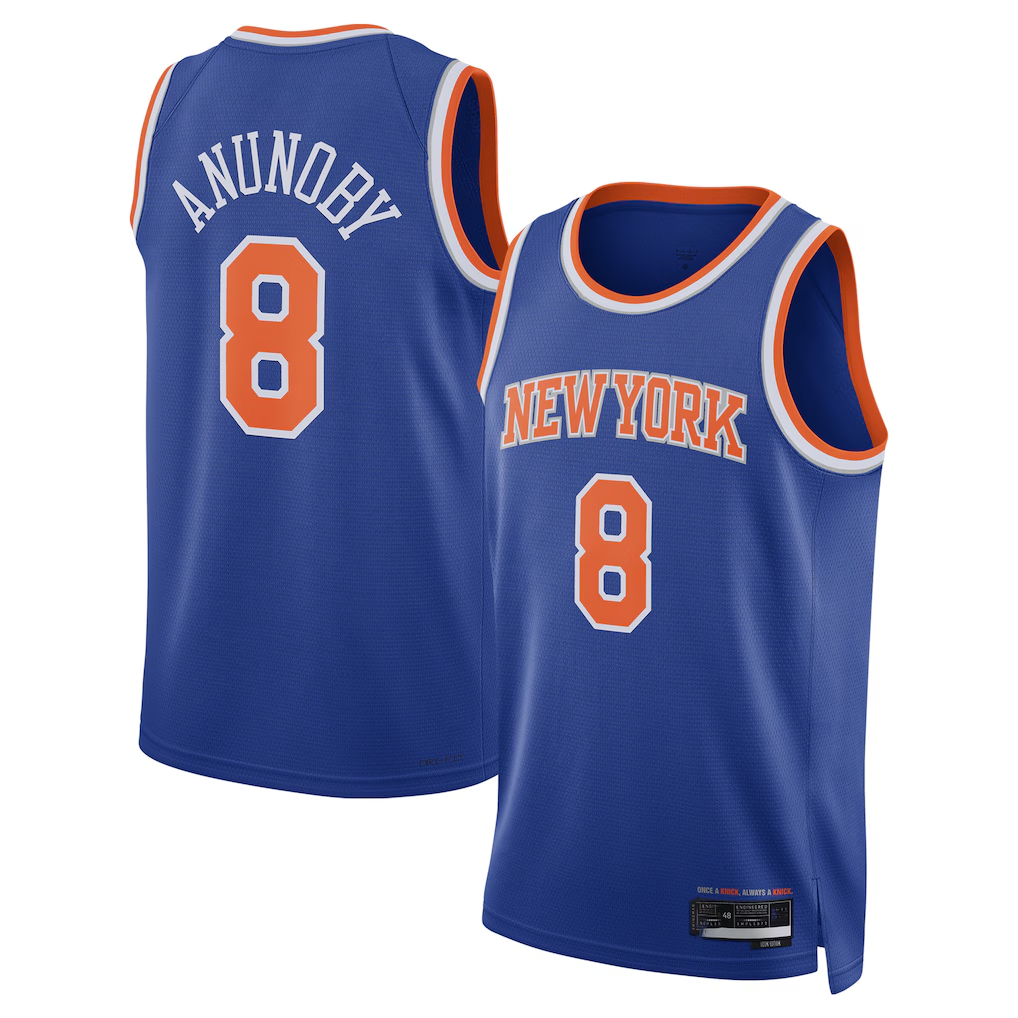 Friene NY.Knicks #8 OG Anunoby Blue Swingman Jerseys - Icon Edition