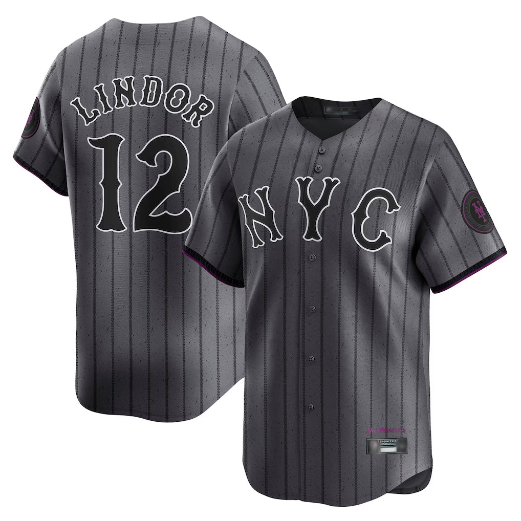 Friene NY.Mets #12 Francisco Lindor Player Gray City Connect Limited Stitched Jerseys
