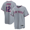 Friene NY.Mets #12 Francisco Lindor Player Gray Road Home Game Stitched Jerseys