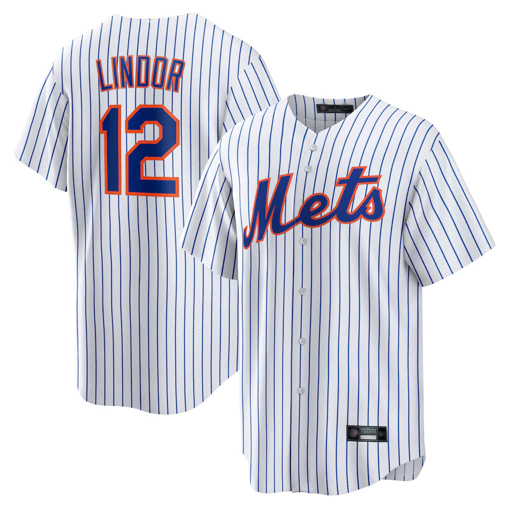 Friene NY.Mets #12 Francisco Lindor Player White Home Game Stitched Jerseys