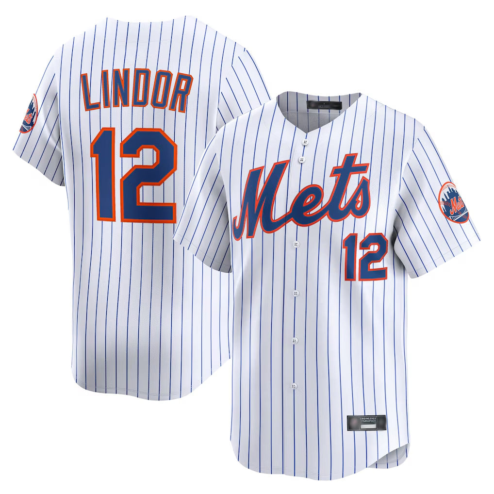 Friene NY.Mets #12 Francisco Lindor Player White Home Limited Stitched Jerseys