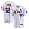 Friene NY.Mets #12 Francisco Lindor Player White Home Limited Stitched Jerseys