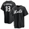 Friene NY.Mets #18 Darryl Strawberry Player Black Home Game Stitched Jerseys