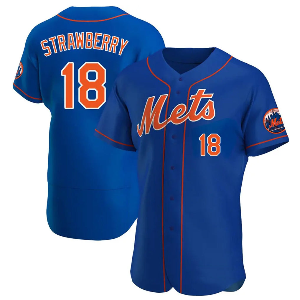 Friene NY.Mets #18 Darryl Strawberry Player Royal Limited Elite Home Stitched Jerseys