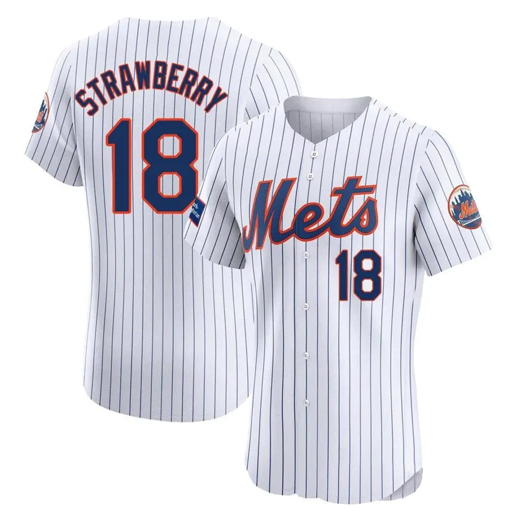Friene NY.Mets #18 Darryl Strawberry Player White Home Limited Elite Stitched Jerseys