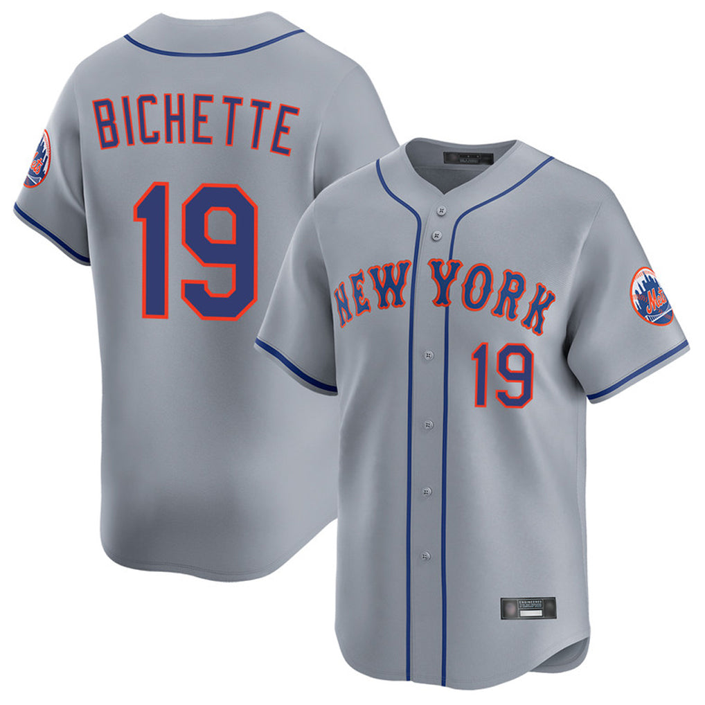 Friene NY.Mets #19 Bo Bichette Player Gray Road Limited Home Stitched Jerseys