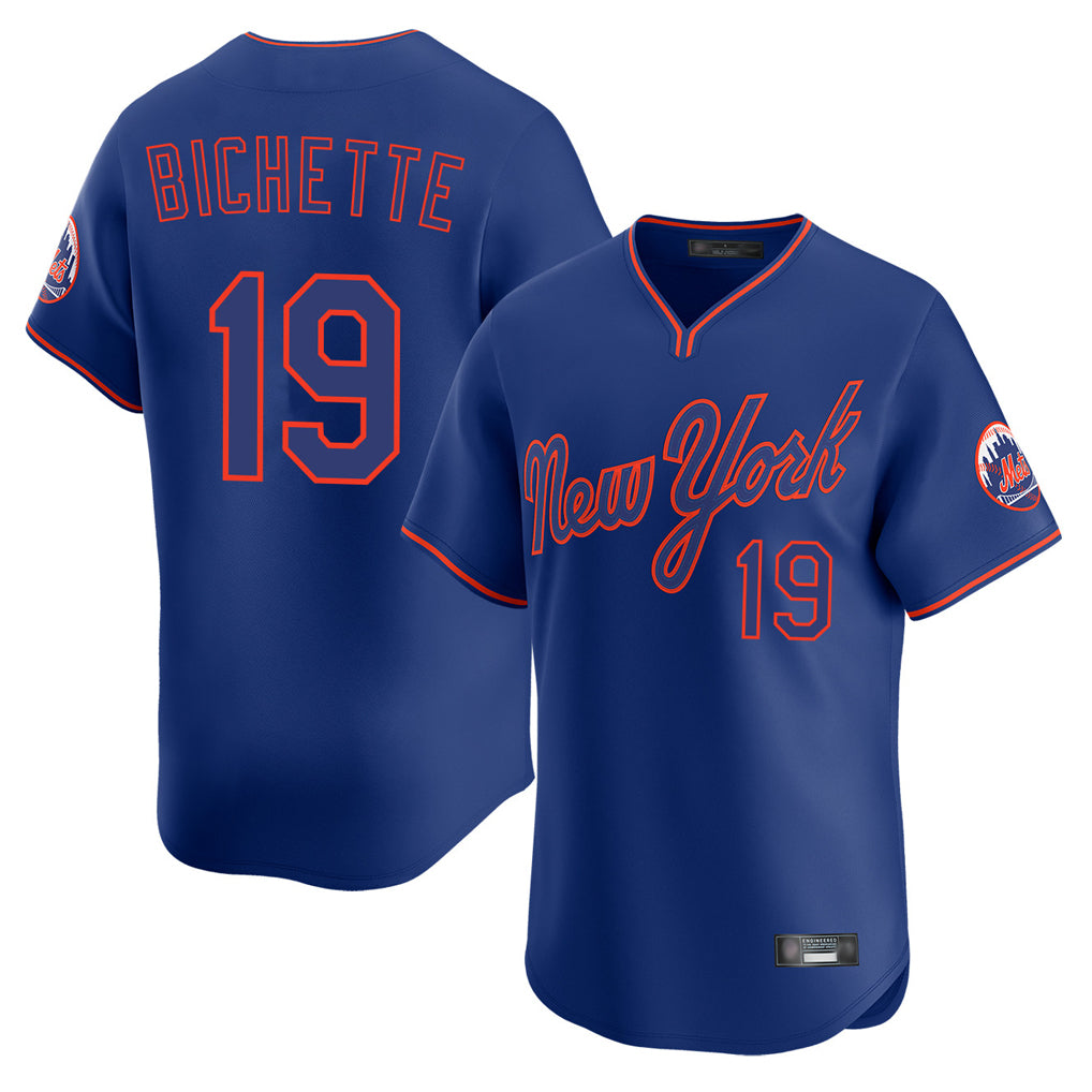 Friene NY.Mets #19 Bo Bichette Player Royal T-shirt Home Limited Elite Stitched Jerseys