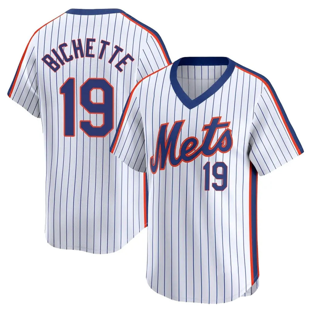 Friene NY.Mets #19 Bo Bichette Player White Cooperstown Collection T-shirt Game Stitched Jerseys