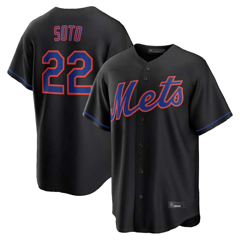 Friene NY.Mets #22 Juan Soto Player Black Alternate Home Game Stitched Jerseys