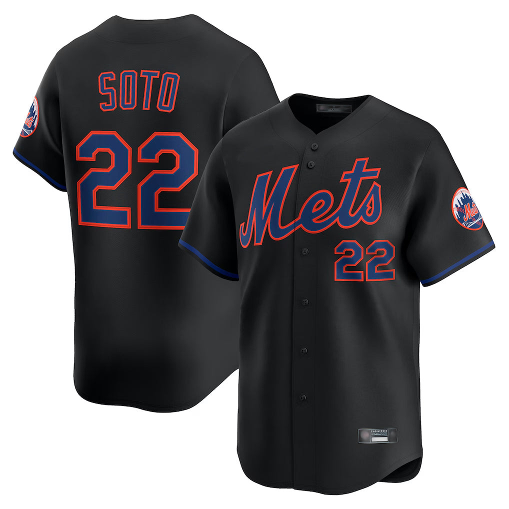 Friene NY.Mets #22 Juan Soto Player Black Alternate Home Limited Stitched Jerseys