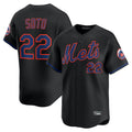 Friene NY.Mets #22 Juan Soto Player Black Alternate Home Limited Stitched Jerseys