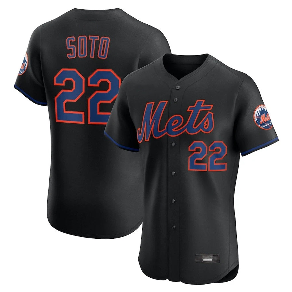 Friene NY.Mets #22 Juan Soto Player Black Home Limited Elite Stitched Jerseys