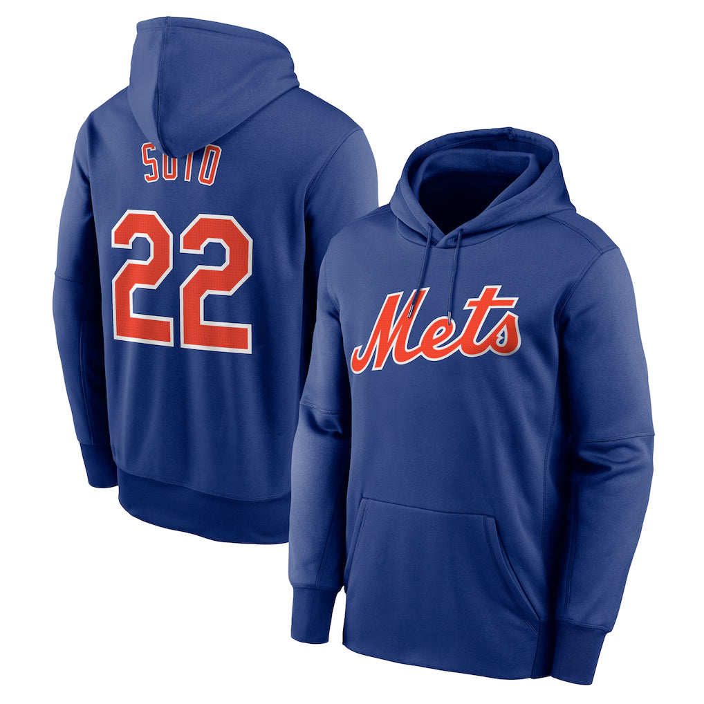 Friene NY.Mets #22 Juan Soto Player Royal Club Pullover Hoodie Game Stitched Jerseys