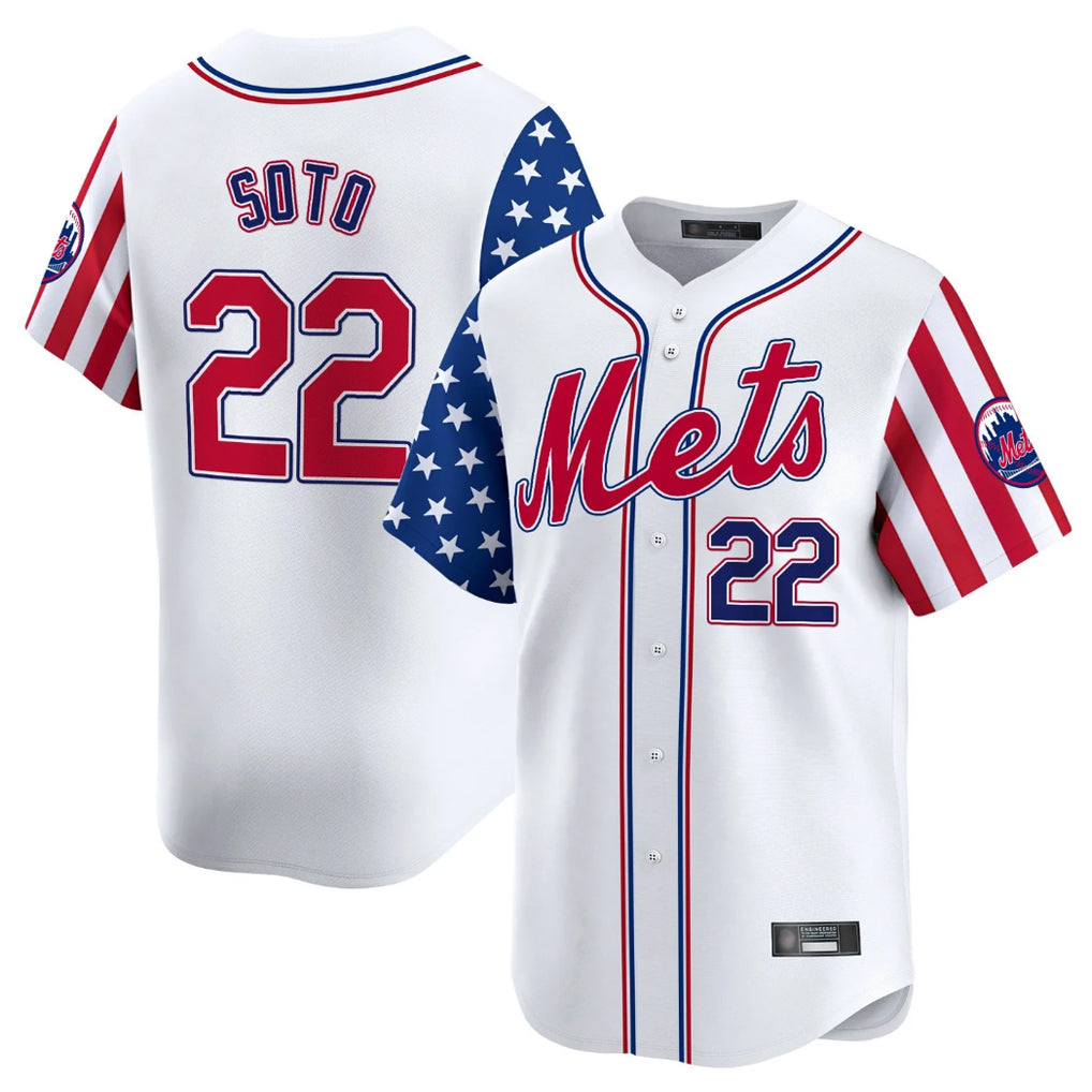 Friene NY.Mets #22 Juan Soto Player White 2025 Independence Day Vapor Premier Limited  Stitched Jerseys
