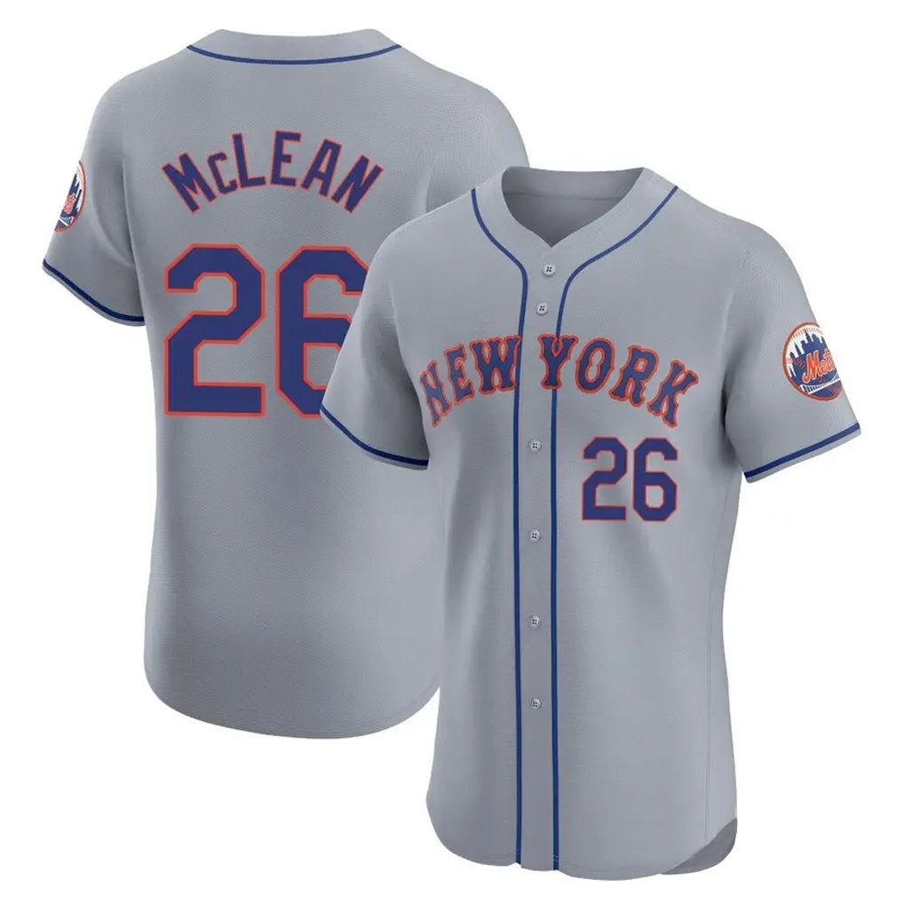 Friene NY.Mets #26 Nolan McLean Player Gray Road Limited Elite Home Stitched Jerseys