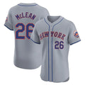 Friene NY.Mets #26 Nolan McLean Player Gray Road Limited Elite Home Stitched Jerseys