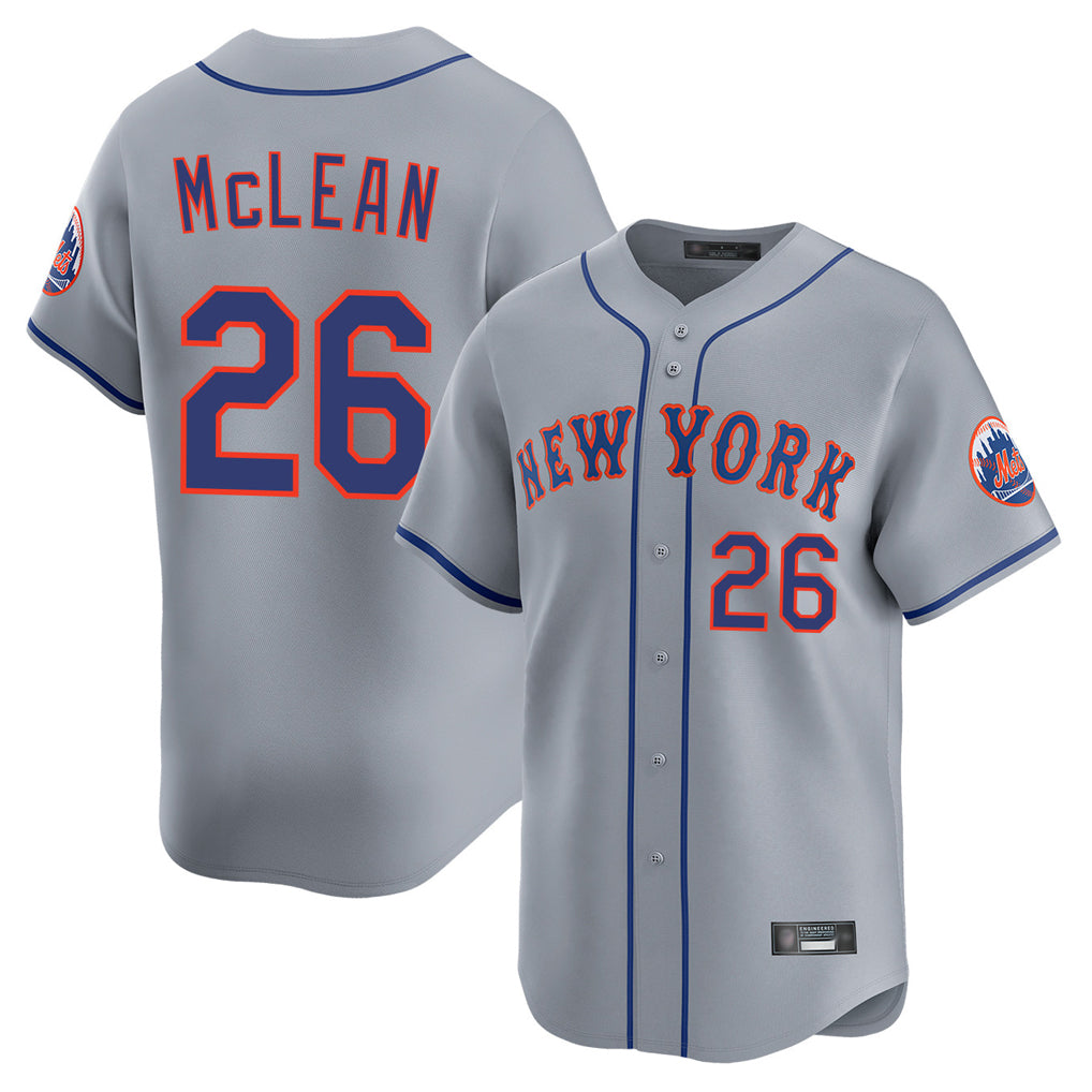 Friene NY.Mets #26 Nolan McLean Player Gray Road Limited Home Stitched Jerseys