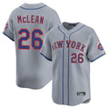 Friene NY.Mets #26 Nolan McLean Player Gray Road Limited Home Stitched Jerseys