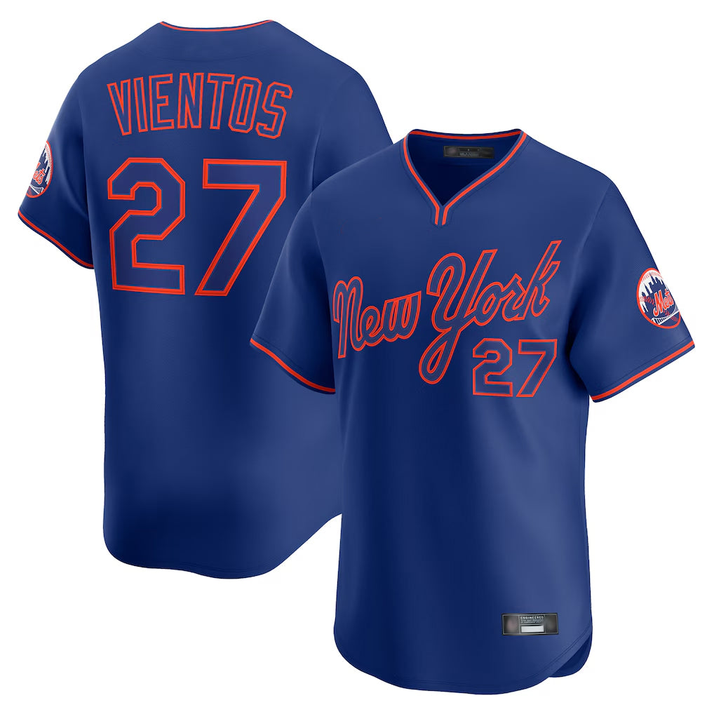 Friene NY.Mets #27 Mark Vientos Player Royal T-shirt Home Limited Elite Stitched Jerseys