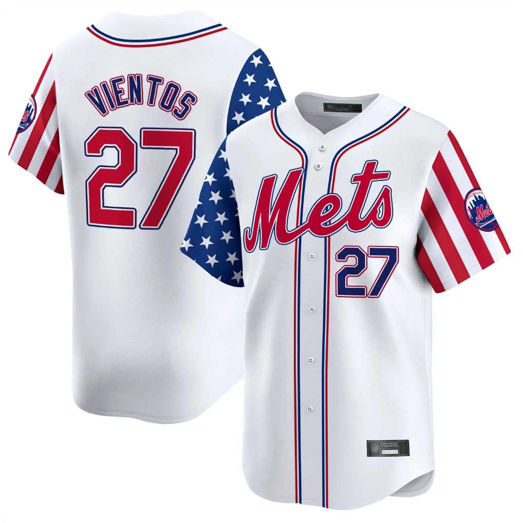 Friene NY.Mets #27 Mark Vientos Player White 2025 Independence Day Vapor Premier Limited  Stitched Jerseys