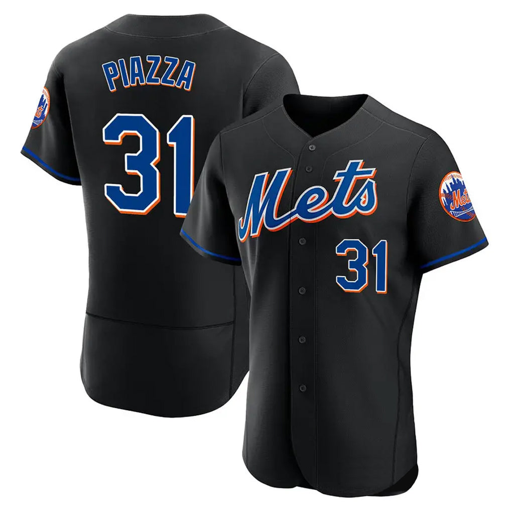 Friene NY.Mets #31 Mike Piazza Player Black Replica Home Limited Elite Stitched Jerseys