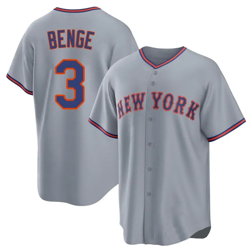Friene NY.Mets #3 Carson Benge Player Gray Road Home Game Stitched Jerseys