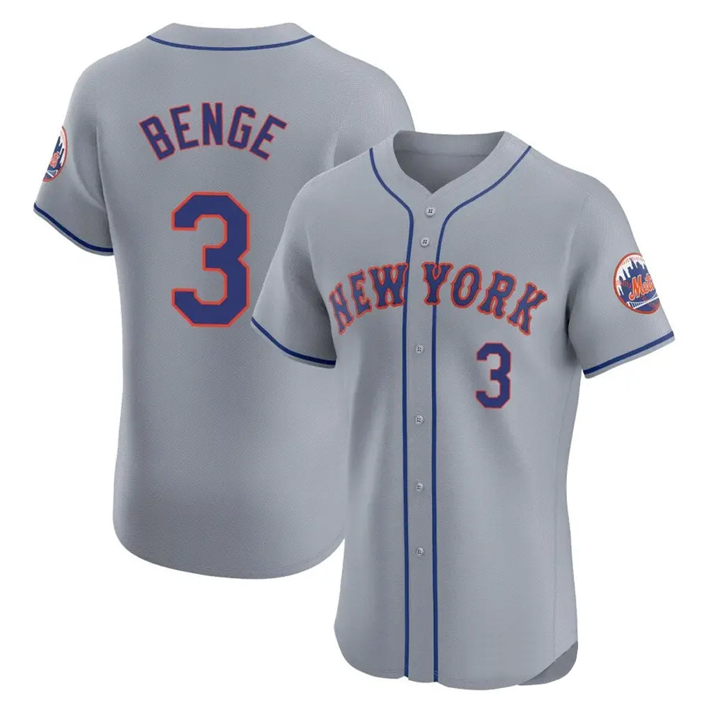 Friene NY.Mets #3 Carson Benge Player Gray Road Limited Elite Home Stitched Jerseys