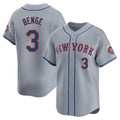 Friene NY.Mets #3 Carson Benge Player Gray Road Limited Home Stitched Jerseys