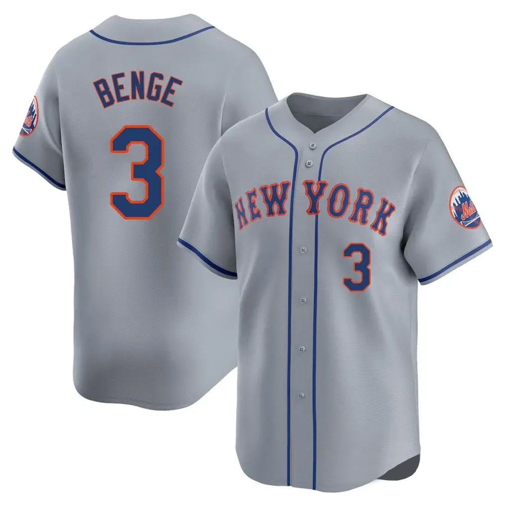 Friene NY.Mets #3 Carson Benge Player Gray Road Limited Home Stitched Jerseys