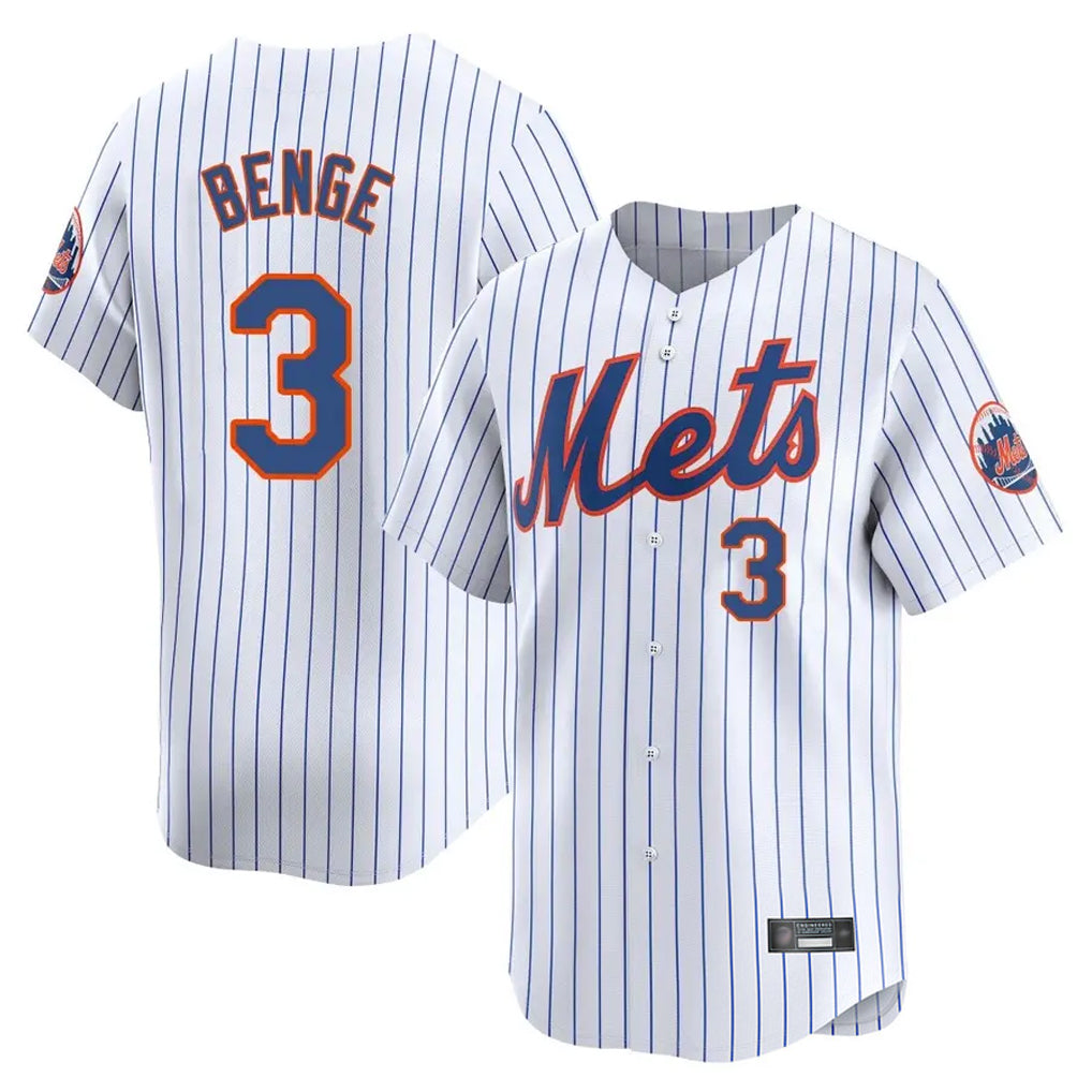 Friene NY.Mets #3 Carson Benge Player White Home Replica Stitched Jerseys
