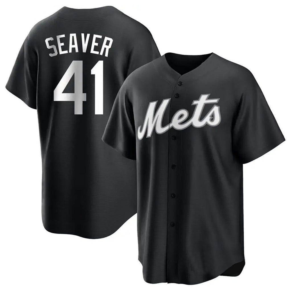 Friene NY.Mets #41 Tom Seaver Player Black Home Game Stitched Jerseys