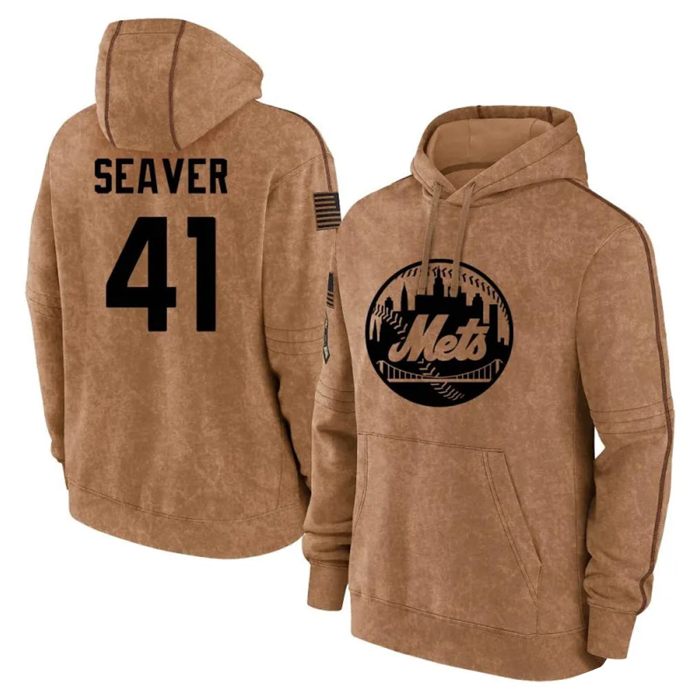 Friene NY.Mets #41 Tom Seaver Player Brown Club Pullover Hoodie Game Stitched Jerseys