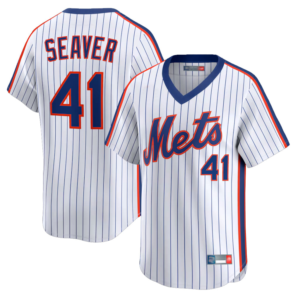 Friene NY.Mets #41 Tom Seaver Player White Cooperstown Collection T-shirt Game Stitched Jerseys