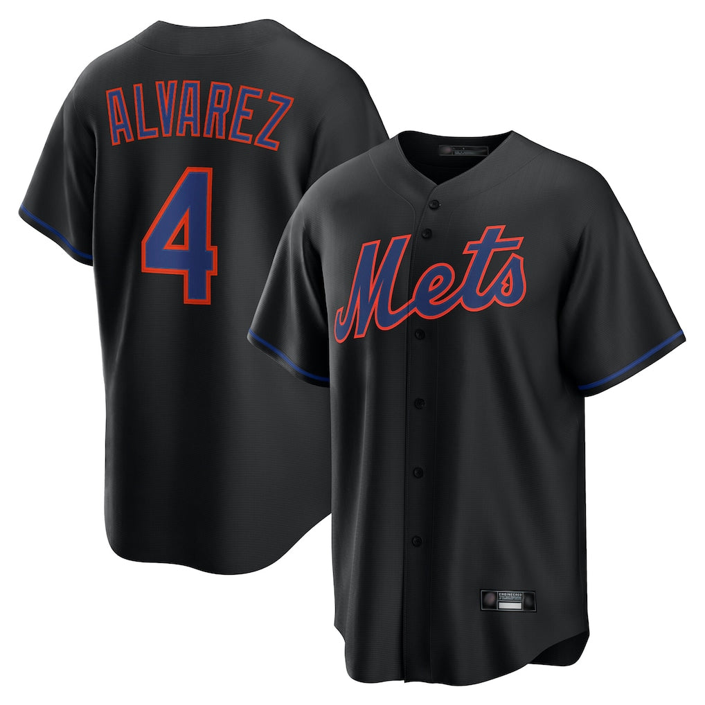 Friene NY.Mets #4 Francisco Alvarez Player Black Alternate Home Game Stitched Jerseys